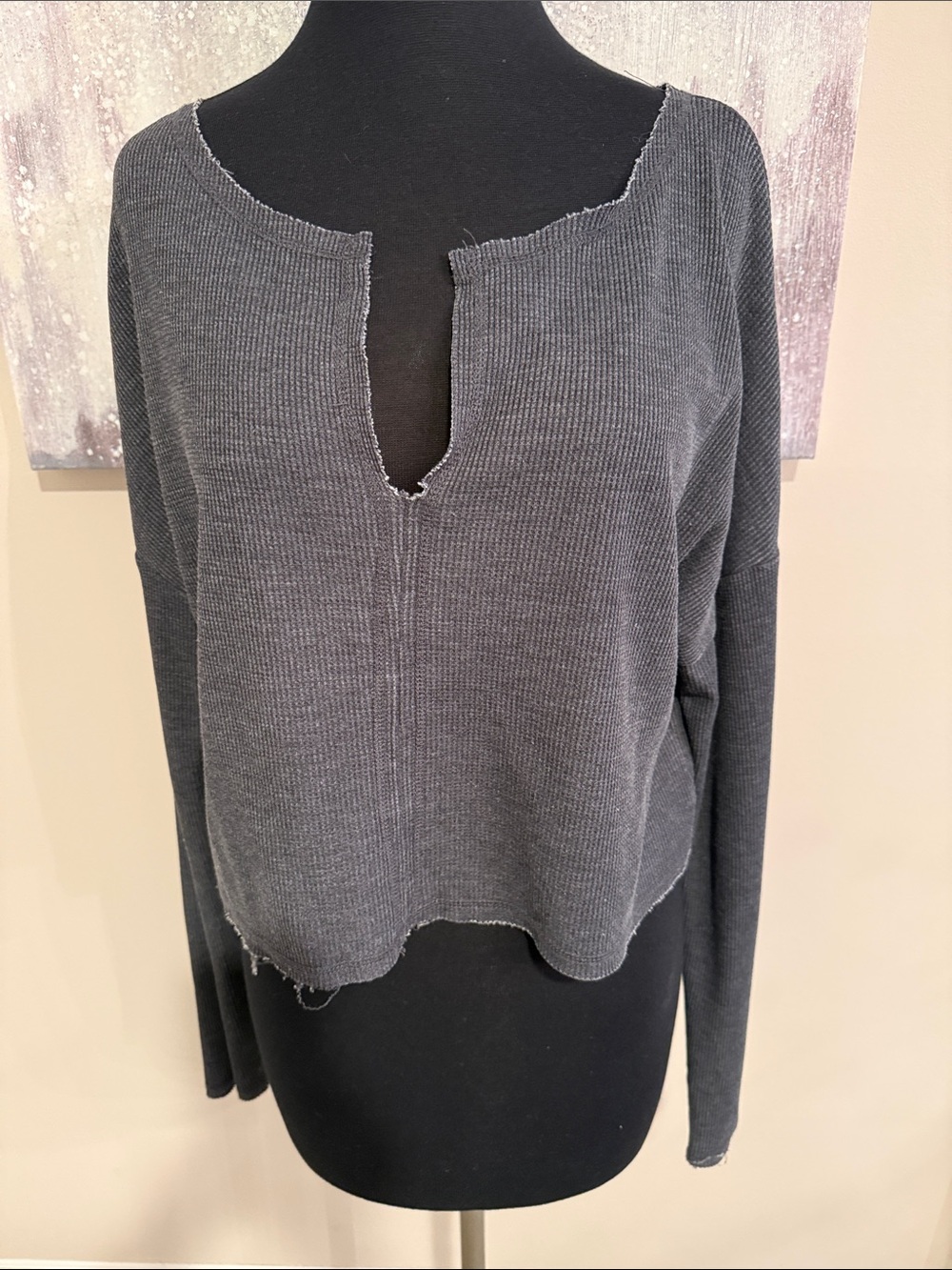 Mono B lightweight Grey Waffle Top size medium